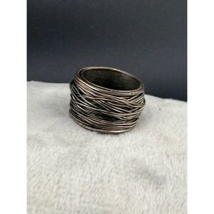 Vintage Wire Wrapped‎  Ring Farmer Country Silver Tone Size 8